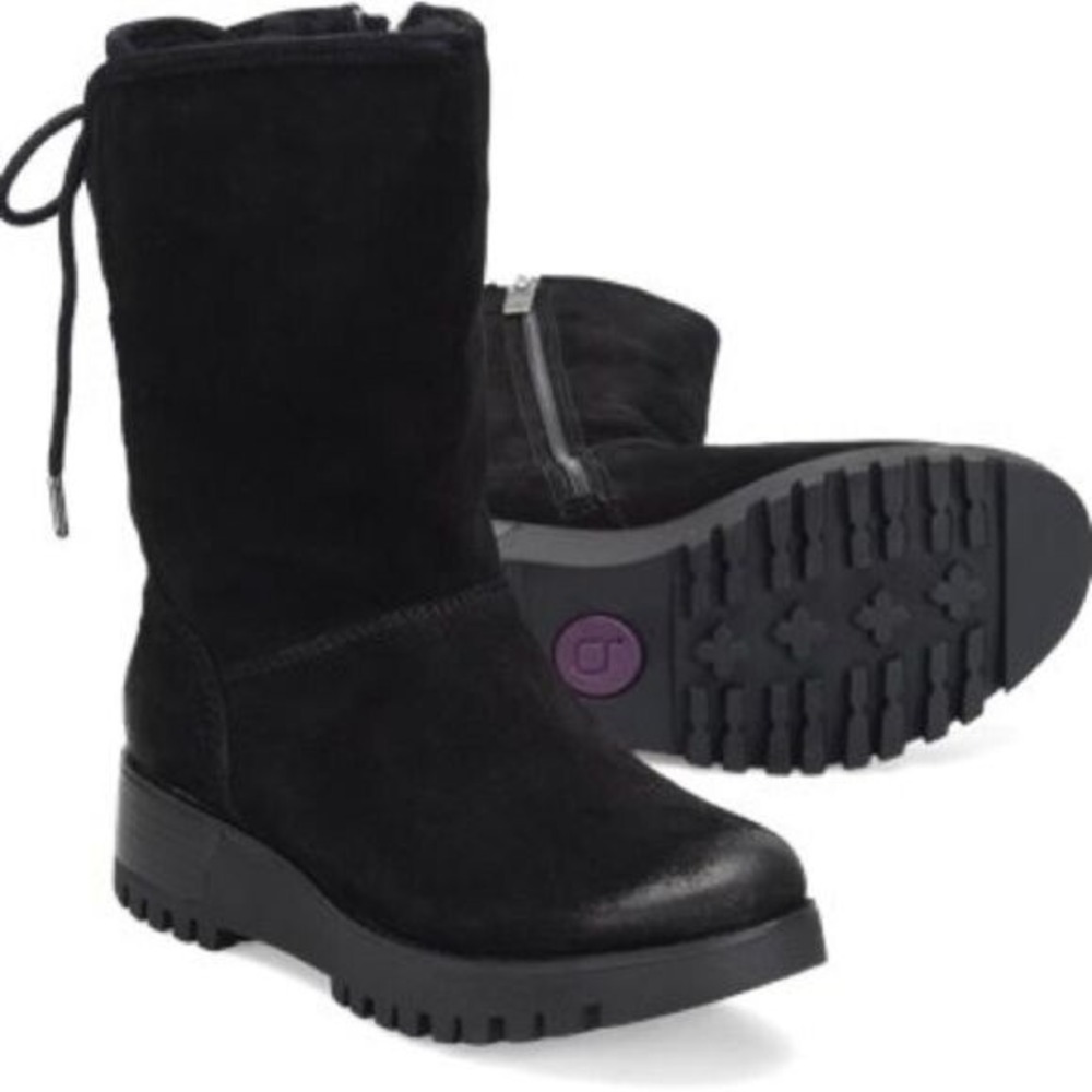 Bionica NIB Canita Black Suede Sherpa-Lined Waterproof Boot - size 7 All-Weather - Picture 2 of 11